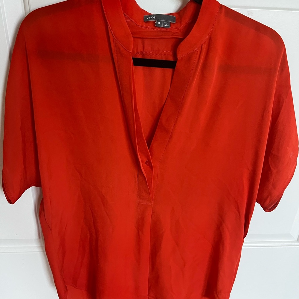 Vince orange silk blouse size small